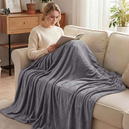 Exclusivo Mezcla Fleece Dark Grey Throw Blanket for Couch, Sofa, Super Soft and Warm Blankets, All Season, Cozy, Plush, Lightweight, 50x60 Inches