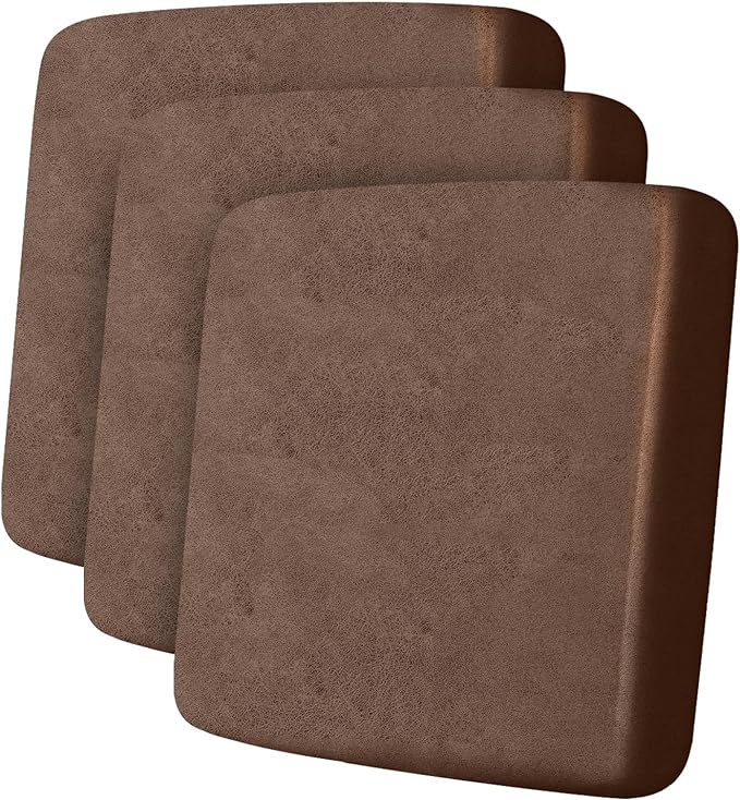 Leather Look Couch Cushion Covers Sofa Seat Slipcovers Sets Couches Furniture Protector for Sectional Armchair Loveseat Pets Kids Stretch Spandex Fabric (3 Cushion Sofa, Brown)