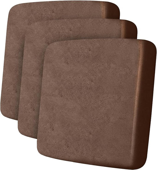 Leather Look Couch Cushion Covers Sofa Seat Slipcovers Sets Couches Furniture Protector for Sectional Armchair Loveseat Pets Kids Stretch Spandex Fabric (3 Cushion Sofa, Brown)