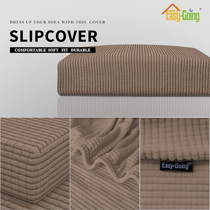 Easy-Going Stretch Cushion Cover Sofa Cushion Furniture Protector Sofa Seat Sofa slipcover Sofa Cover Soft Flexibility with Elastic Bottom(Oversized Sofa Cushion, Camel)