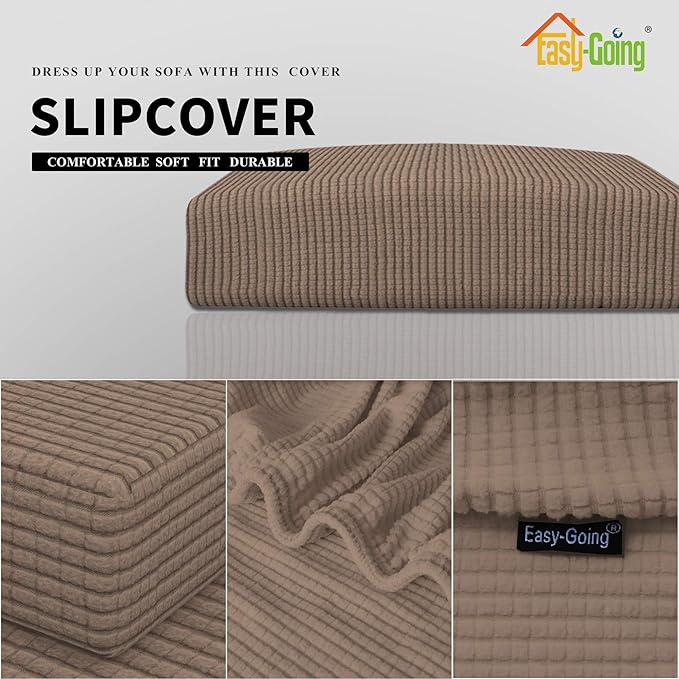 Easy-Going Stretch Cushion Cover Sofa Cushion Furniture Protector Sofa Seat Sofa slipcover Sofa Cover Soft Flexibility with Elastic Bottom(Chair Cushion,Camel)