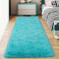 Soft Runner Rugs for Bedroom Hallways, 2x6 Teal Blue Fluffy Shag Throw Area Rug Non Slip for Bedside Dorm, Long Shaggy Furry Carpet for Nursery Living Room