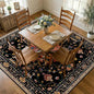RELEANY Area Rugs Square 7ft Washable Non-Slip, Floral Vintage Distress Print Pattern Medallion Carpet for Living Room Bedroom Dining Room, Black Colorful Floral Dark Tan
