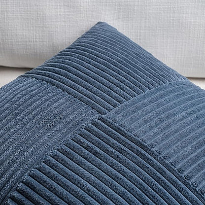 Fancy Homi 2 Packs Dusty Blue Decorative Throw Pillow Covers 20x20 Inch for Living Room Couch Bed Sofa, Rustic Farmhouse Boho Home Decor, Soft Corss Corduroy Patchwork Accent Cushion Case 50x50 cm