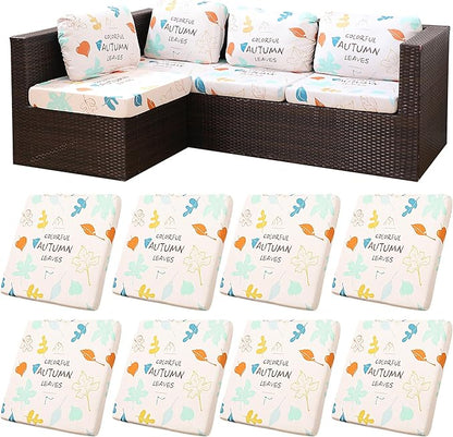 8Pcs Stretch Patio Cushion Covers,Outdoor Couch Covers Replacement,Outdoor Couch & Sofa Slipcovers,for Patio Furniture Cushion Covers,Washable Reusable urniture Protector(Chrysanthemum,8PCS)