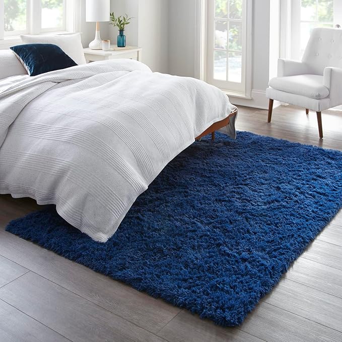 Ophanie 6x9 Blue Rugs for Living Room, Large Fluffy Shag Fuzzy Plush Soft Area Rugs, Floor Shaggy Navy Carpets for Bedroom, Carpet for Kids Boys Girls Dorm Nursery Home Decor Aesthetic
