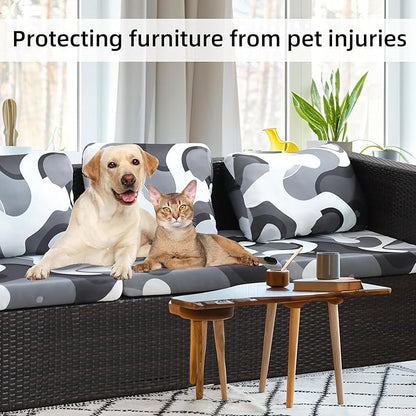8Pcs Stretch Patio Cushion Covers,Outdoor Couch Covers Replacement,Outdoor Couch & Sofa Slipcovers,for Patio Furniture Cushion Covers,Washable Reusable urniture Protector(Black Camouflage,8PCS)