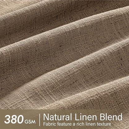 MIULEE Pinch Pleated Thick Linen Curtains 90 Inches Long 2 Panels for Living Room Bedroom, Linen Texture Memory Trained Brown Drapes Pleat Back Tab Light Filtering Country Farmhouse Burlap Curtains