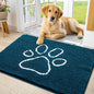 Smiry Dog Door Mat for Muddy Paws, Absorbent Dirt Trapper Non Slip Quick Dry Washable Chenille Mat for Mud Dogs, Entry Rug for Indoor and Outdoor (36x24 Inches, Atlantic Blue and White)