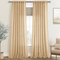 Tan Linen Curtains 90 inches Long for Living Room Back Tab Rustic Farmhouse Semi Sheer Light Filtering Window Curtain Dining Room Soft Thick Flax Linen Textured Drapes Kahki 52x90
