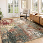 Washable Area Rugs 4'x5' Non-Slip Modern Abstract Soft for Living Room Entryway Bedroom Nursery, Print Pattern, Brown Rust Red Green Blue Multi