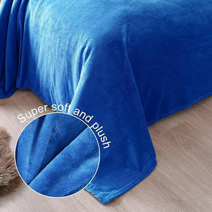 Exclusivo Mezcla Fleece Blanket King Size for Bed, Super Soft and Warm, All Season, Cozy, Plush, Lightweight, 90x104 Inches, Cobalt Blue