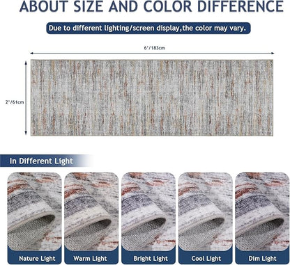 Washable Runners for Hallway 2x6 Runner Rug,Ultra-Thin Kitchen Runner Rugs,Non-Slip Backing Entryway Rug Runner,Abstract Carpet for Hallways,Bedroom,Dining,Laundry Room