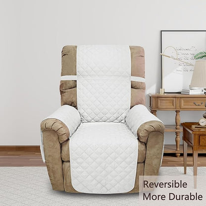 Recliner Chair Covers Reversible Sofa Cover Couch Cover for Pets Lazy Boy Furniture Protector(28''Recliner,White/White)