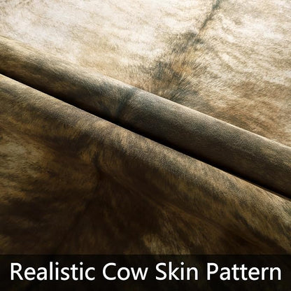 AROGAN Western Decor Faux Fur Cowhide Rug, 4 x 3 Feet Premium Animal Skin Cow Hide Rug, Sturdy Cow Print Rugs for Wall Decor, Western Floor Carpet for Bedroom Living Room, Brownish
