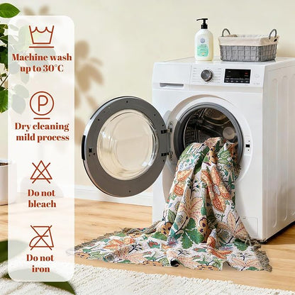 MSGKV Boho Throw Blanket for Bed Twin Size 100% Cotton Floral Blanket 60"x80" Lightweight Farmhouse Muslin Spring Breathable Couch Blankets Home Decor All Seasons