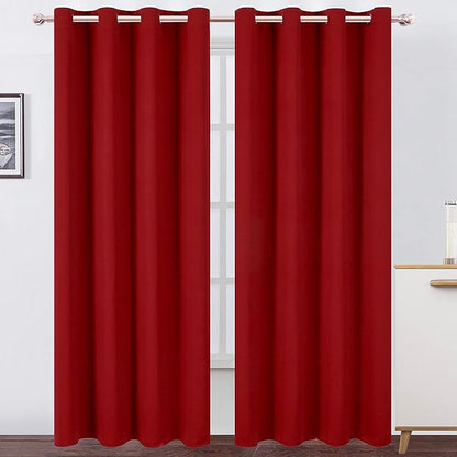 LEMOMO Red Thermal Blackout Curtains/52 x 108 Inch/Set of 2 Panels Room Darkening Curtains for Bedroom