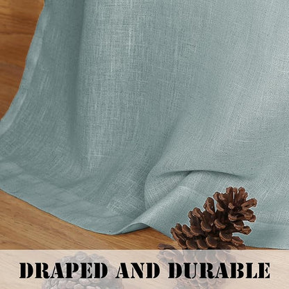 H.VERSAILTEX Living Room Linen Curtains - Semi Sheer, Nickel Grommet, Energy Saving, Light Filtering Window Treatments - Cloud Blue, 2 Panels, 52 x 54 Inch