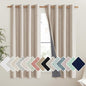 NICETOWN Cream Linen Complete Blackout Curtains 48 inches for Kids Room, 2 Panels, Thermal Insulated & Noise Reducing Window Draperies with Grey Liner, Noise Reducing Short Drapes