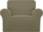 Easy-Going Stretch Oversized Chair Sofa Slipcover 1-Piece Couch Sofa Cover Furniture Protector Soft with Elastic Bottom for Kids Spandex Jacquard Fabric Small Checks Khaki