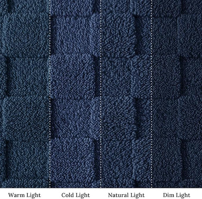 Exclusivo Mezcla Fleece Throw Blanket for Couch,Super Soft and Warm Lightweight Checkered Pattern Blankets for All Seasons, 50x60 Inches, Navy Blue