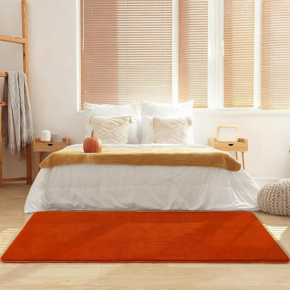 Amearea Modern Soft Hallway Runner Rug, 2x6 Feet Washable Runner Rugs for Hallway, Orange Fluffy Rug Bedroom Bedside Rugs, Non Slip Memory Foam Rug Carpet for Entrance Kitchen Living Room Decor