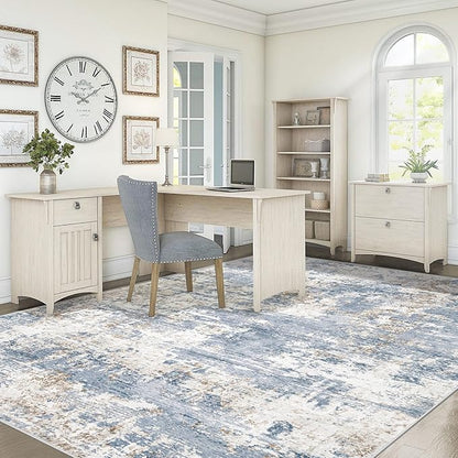 XLUEZ 6x9 Area Rugs for Living Room, Washable Modern Abstract Large Area Rug Neutral Soft Non Slip Kids Rug Stain Resistant Indoor Carpet for Bedroom Nursery Dining Room Playroom(Blue, 6'x9')
