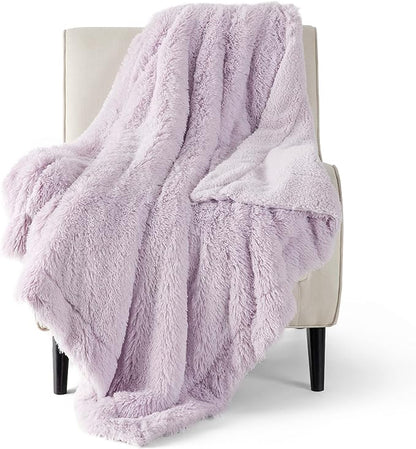 Bedsure GentleSoft Fluffy Lavender Purple Throw Blanket, Purple Decor Lilac Gifts for Teen Girls Women, Soft Cozy Fuzzy Plush Warm Thick Sherpa Fleece Faux Fur Blanket, Birthday Gifts for Her, 50x60