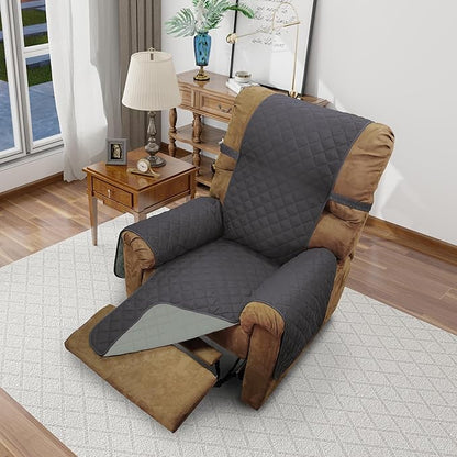 Recliner Chair Covers Reversible Sofa Cover Couch Cover for Pets Lazy Boy Furniture Protector(28''Recliner,Dark Grey/Light Grey)