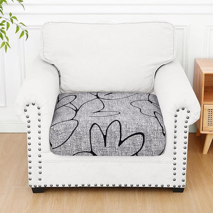 Smiry Printed Couch Cushion Covers, Stretch Soft Couch Covers for Sofa, Washable Non-Slip Sofa Slipcover Furniture Protector for Indoor and Outdoor (1 Pack, Grey and Black)