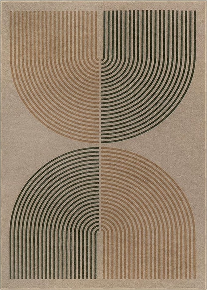Lahome Modern Rainbow Easy Jute Rug, Washable 5x7 Area Rugs for Living Room Black Farmhouse Dining Room Rug, Contemporary Natural Throw Mat Non Slip Floor Carpet for Office RV Patio