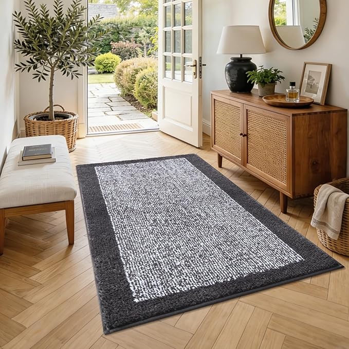 48x32 Large Bathroom Rugs Washable Non Slip, Dark Grey Bath Mat for Bathroom Floor Tub, Soft Absorbent Quick Dry Mats for Shower, Bathtub,Home Decor