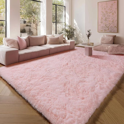 ONASAR Pink Area Rugs for Living Room Girls Bedroom, 5x8 Fluffy Bedside Throw Rug, Soft Cute Plush Shaggy Indoor Floor Carpet for Nursery Kids Boys Teen Dorm Office Home Decor Aesthetic