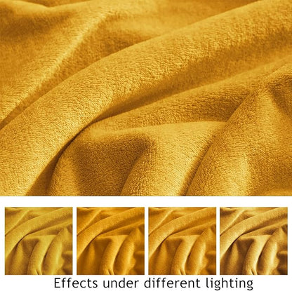 KMUSET Fleece Blanket Twin Size Honey Yellow Lightweight Super Soft Cozy Fuzzy Bed Blankets Microfiber Factory Shop