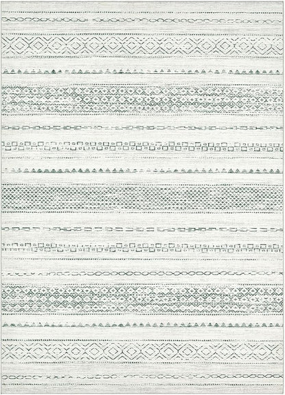 Nakagishi Green Rug Living Room Rugs: 7x9 Washable Boho Large Neutral Soft Farmhouse Stain Resistant Modern Non Slip Indoor Floor Carpet for Bedroom Nursery Kids Playroom Office Dining Room Home