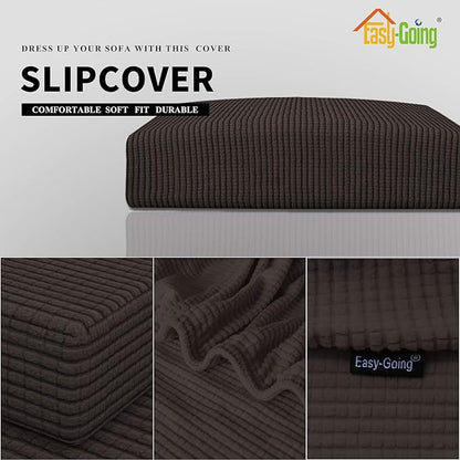 Easy-Going Stretch Loveseat Cushion Cover Sofa Cushion Furniture Protector Sofa Seat Sofa Slipcover Sofa Cover Soft Flexibility with Elastic Bottom(Loveseat Cushion, Chocolate)