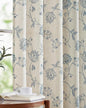 jinchan Linen Curtains Floral Curtains 96 Inch Length for Living Room Bedroom Light Filtering Rod Pocket Back Tab Jacobean Curtains Flax Linen Texture Window Drapes Set 2 Panels Blue on Linen