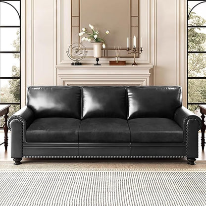 Leather Look Couch Cushion Covers Sofa Seat Slipcovers Sets Couches Furniture Protector for Sectional Armchair Loveseat Pets Kids Stretch Spandex Fabric (3 Cushion Sofa, Dark Grey)