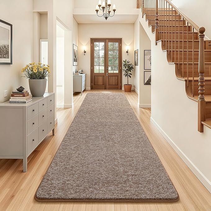 AROGAN Washable 3x8 Runner Rug for Hallway, Long Runner Rugs wtih Soft Memory Foam for Bedroom, Non Slip Backing Carpet Runners for Hallways, Kitchen, Bathroom, Entryway Home Decor, Matte Brown
