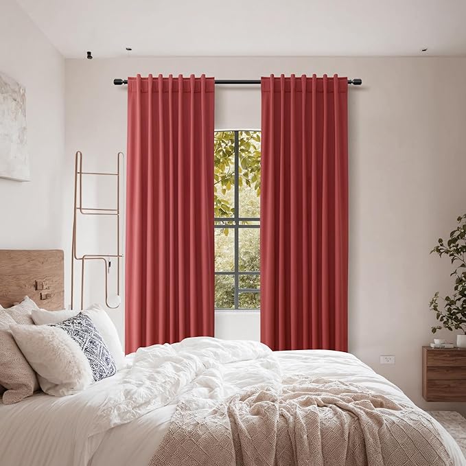 Guken 100% Blackout Linen Curtains 63 Inch Length 2 Panels Set for Living Room Bedroom Back Tab/Rod Pocket Thermal Insulated Black Out Drapes Room Darkening Farmhouse Window Curtains 52x63