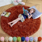 Amdrebio Terracotta Rust Circle Round Rug 4Ft for Bedroom Living Room Aesthetic, Fluffy Fuzzy Thick Shag Area Rugs for Kids Room Decor, Small Plush Furry Shaggy Carpet for Nursery Dorm Classroom
