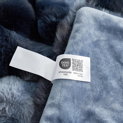 Cozy Bliss Faux Fur Throw Blanket for Couch, Fuzzy Soft Plush Thick Bubble Blanket for Sofa Bedroom Living Room, 60 * 80 Inches Tie-dye Blue