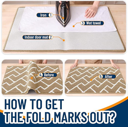 OLANLY Front Door Mat, Non-Slip Rubber Backing, Dirt Resistant and Absorbent, Washable, Easy to Clean Low-Profile Indoor Doormat for Back Door, Entryway, Inside Entrance, 48x32, Beige