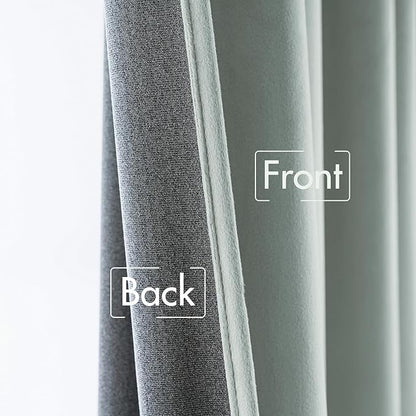 MIULEE Velvet Curtains 90 inches - Luxury Blackout Curtains for Bedroom Living Room Thermal Insulated Super Soft Window Drapes Rod Pocket & Back Tab, Misty Blue, W52 x L90 inches, 2 Panels