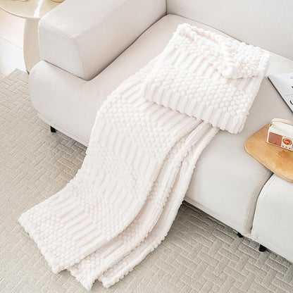 50x70 Inch Beige Throw Blanket - Soft & Fluffy Fleece, Cute & Aesthetic, Perfect for Sofa, Couch, Chair, Bed, Living Room & Bedroom, All-Season Use, Plush & Cozy Decorative Blanket