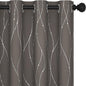 Deconovo Blackout Curtains, Thermal Insulated Soundproof Grommet Drapes, Wave Line Dots Foil Print, 52 x 84 Inch Long, 2 Panels, Machine‑Washable Window Curtains for Bedroom Living Room Nursery, Taupe