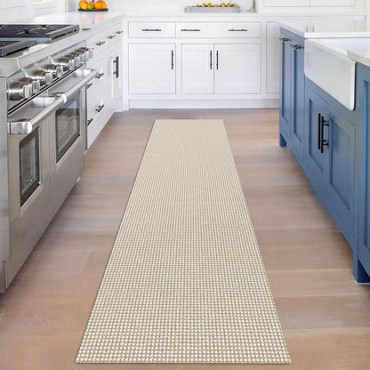 KOZYFLY Runners for Hallways 2x8 ft Washable Kitchen Runner Non Slip Rubber Backed Hall Runners Cotton Entryway Runner Rugs Floor Carpet for Indoor Backdoor Bedroom Kitchen, Ivory/Khaki