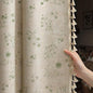 Boho Floral Spring 100% Blackout Curtains 84 Inch Length 2 Panels Set, Linen Texture Farmhouse Curtains with Beige Tassel for Living Room Bedroom, Vintage Rustic Rod Pocket,Green