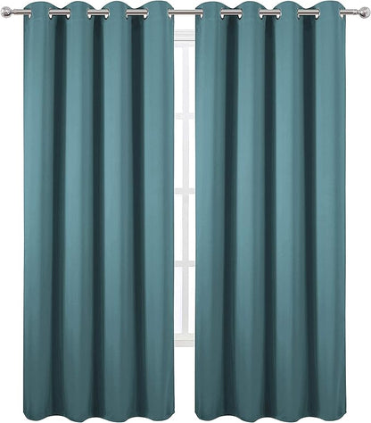 LEMOMO Sea Teal Thermal Blackout Curtains/52 x 84 Inch/Set of 2 Panels Room Darkening Curtains