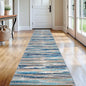 Lansny Modern Abstract Runner Rug 2x12, Blue Washable Long Kitchen Runner Non-Slip Soft Hallway Rug Runner Thin Print Faux Wool Carpet for Entryway Bedroom Laundry Room Indoor Home Decor
